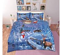 Northern Luxe Christmas Xmax Bedding Duvet Cover Set Soft Comfortable UK Hot Beddings 3D Snowman, Greetings, Santa Father Quilt Covers with Pillowcase (Festive Season, King)