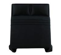 Northern Luxe Flannelette Fitted Sheet (FULL SET - FITTED SHEET + FLAT SHEET + PILLOWCASES) 100% Brushed Cotton Beautiful Bedding Set Soft Cosy Bedsheet Easy Care 160 GSM (Black, Single Full Set)