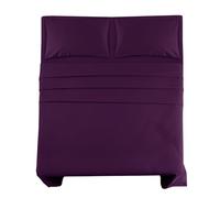 Northern Luxe Flannelette Fitted Sheet (FULL SET - FITTED SHEET + FLAT SHEET + PILLOWCASES) 100% Brushed Cotton Beautiful Bedding Set Soft Cosy Bedsheet Easy Care 160 GSM (Purple, Single Full Set)