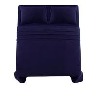 Northern Luxe Flannelette Fitted Sheet (FULL SET - FITTED SHEET + FLAT SHEET + PILLOWCASES) 100% Brushed Cotton Beautiful Bedding Set Soft Cosy Bedsheet Easy Care 160 GSM (Navy Blue, Double Full Set)