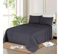 Northern Luxe Flannelette Flat Sheet 100% Brushed Cotton Plain Colour Bedsheets Extra Deep 32CM/13Inch Deep Skirt Box Easycare Cotton Bedding 160 GSM Luxury Quality (Charcoal, Single Flat Sheet)