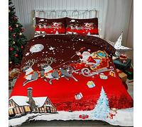 Northern Luxe Luxurious Christmas Duvet Cover Sets 3D Xmax Design with Pillowcases Soft Fabric, Santa Claus, Festive Season, Snowman & Christmas Greetings (Double, Christmas Greetings)