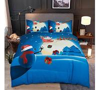 Northern Luxe Luxurious Christmas Duvet Cover Sets 3D Xmax Design with Pillowcases Soft Fabric, Santa Claus, Festive Season, Snowman & Christmas Greetings (Double, Snowman)