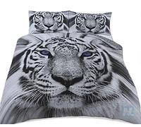 Northern Luxe NORTHERNLUXE - 3D Duvet Cover set Animal Effect for Children's and Adults Printed Quilt Bedding Set with Pillow Cases (3d White Tiger Exclusive, King)