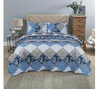 Northern Luxe Patchwork Vintage Reversible Bedspread, 3 Piece Quilt Bed Comfort Set (Oceano Desgin, King)