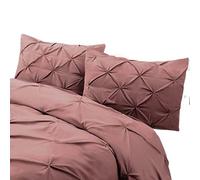 Northern Luxe Pintuck Duvet Cover Soft Bedding Set with Fitted Sheet & Pillow Cases Lightweight Luxury Quilt Covers Supreme Quality (Dusky Pink, Single)