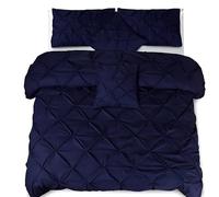 Northern Luxe Pintuck Duvet Cover with Pillowcases - Pinch Pleated Soft Bedding Set, Quilt Cover for Ultimate Comfort Top Notch Quality (Navy Blue, Double - Duvet Cover Only)