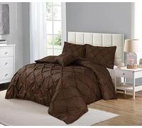 Northern Luxe Pintuck Duvet Cover with Pillowcases - Pinch Pleated Soft Bedding Set, Quilt Cover for Ultimate Comfort Top Notch Quality (Brown Chocolate, Double - Duvet Cover + Fitted Sheet)