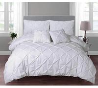 Northern Luxe Pintuck Duvet Cover with Pillowcases - Pinch Pleated Soft Bedding Set, Quilt Cover for Ultimate Comfort Top Notch Quality (White, King - Duvet Cover + Fitted Sheet)