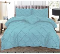Northern Luxe Pintuck Duvet Cover with Pillowcases - Pinch Pleated Soft Bedding Set, Quilt Cover for Ultimate Comfort Top Notch Quality (Aqua Ocean, King - Duvet Cover + Fitted Sheet)