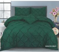 Northern Luxe Pintuck Duvet Cover with Pillowcases - Pinch Pleated Soft Bedding Set, Quilt Cover for Ultimate Comfort Top Notch Quality (Emerald Green, Super King - Duvet Cover Only)