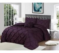 Northern Luxe Pintuck Duvet Cover with Pillowcases - Pinch Pleated Soft Bedding Set, Quilt Cover for Ultimate Comfort Top Notch Quality (Purple, Double - Duvet Cover + Fitted Sheet)