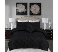 Northern Luxe Pintuck Duvet Cover with Pillowcases - Pinch Pleated Soft Bedding Set, Quilt Cover for Ultimate Comfort Top Notch Quality (Black, Double - Duvet Cover Only)