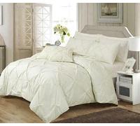 Northern Luxe Pintuck Duvet Cover with Pillowcases - Pinch Pleated Soft Bedding Set, Quilt Cover for Ultimate Comfort Top Notch Quality (Cream, King - Duvet Cover Only)