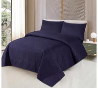 Northern Luxe Premium Quality, Quilted Pinsonic Stitching Bedspread/Throw 100% Virgin Polyester Filling, bedding with matching Fitted Sheet Warm and Cosy Throw (Navy, King Bedspread)