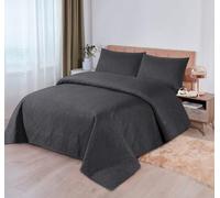 Northern Luxe Premium Quality, Quilted Pinsonic Stitching Bedspread/Throw 100% Virgin Polyester Filling, bedding with matching Fitted Sheet Warm and Cosy Throw (Charcoal, Double Bedspread)