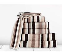 Northern Luxe Royal Victorian Stripe Towel 100% Flossy Cotton Stripe Design Excellent Quality (Brown Choc, Bath Sheet)