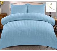 Northern Luxe Seersucker Duvet Cover Sets Luxury Natural Microfiber Soft Cosy Easy Care Quilt Bedding Set with Pillowcases (King, Duck Egg)