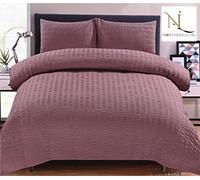 Northern Luxe Seersucker Duvet Cover Sets Luxury Natural Microfiber Soft Cosy Easy Care Quilt Bedding Set with Pillowcases (Single, Dusky Pink)