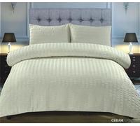 Northern Luxe Seersucker Polycotton Duvet Set - Bedding Duvet Cover Set for All Season Elegant Textured Bedding with 1 Duvet Cover & 2 Pillowcases, Easy Care, (Cream, King)