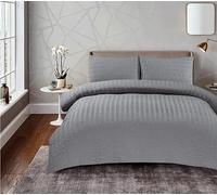 Northern Luxe Seersucker Polycotton Duvet Set - Bedding Duvet Cover Set for All Season Elegant Textured Bedding with 1 Duvet Cover & 2 Pillowcases, Easy Care, (Silver, King)