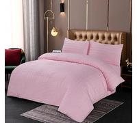 Northern Luxe Seersucker Polycotton Duvet Set - Bedding Duvet Cover Set for All Season Elegant Textured Bedding with 1 Duvet Cover & 2 Pillowcases, Easy Care, (Pink, Super King)