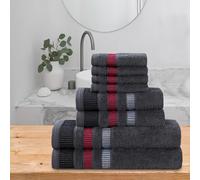 Northern Luxe - Towels - Bale Set of 8-100% Egyptian Woven Cotton - 600 GSM Thread Count -Super Soft Plush and Fluffy - Highly Absorbent Quick Dry - Machine Washable (Charcoal (LA Border))
