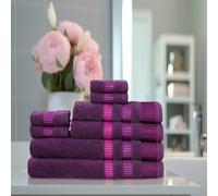 Northern Luxe - Towels - Bale Set of 8-100% Egyptian Woven Cotton - 600 GSM Thread Count -Super Soft Plush and Fluffy - Highly Absorbent Quick Dry - Machine Washable (Purple Plum (LA Border))