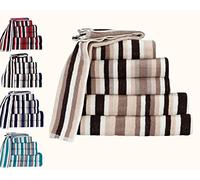 Northern Luxe Towels Bale set Pure 100% Cotton Premium Quality Victorian Stripe Towel for Bathroom Face/Hand Highly Absorbent (Bale Set of 6, Brown-Choco)