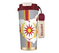 Northern Macedonia Flag Map 316 Stainless Steel Insulated Coffee Mug Vacuum Cup With Leak Proof Lid, Keep Hot Or Cold