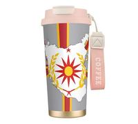 Northern Macedonia Flag Map 316 Stainless Steel Insulated Coffee Mug Vacuum Cup With Leak Proof Lid, Keep Hot Or Cold