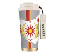 Northern Macedonia Flag Map 316 Stainless Steel Insulated Coffee Mug Vacuum Cup With Leak Proof Lid, Keep Hot Or Cold