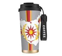 Northern Macedonia Flag Map 316 Stainless Steel Insulated Coffee Mug Vacuum Cup With Leak Proof Lid, Keep Hot Or Cold