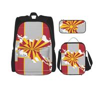Northern Macedonia Flag Map Print 3-Piece Set Backpack, Lunch Bag And Pencil Case, For Travel, College, And Daily Use
