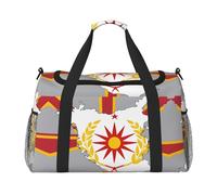 Northern Macedonia flag map01 print Travel Duffle Bag Gym Bag for Women,Puffer Tote Bag,Weekender Overnight Bag Organizer, Black, One Size
