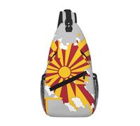 Northern Macedonia Flag Map02 Crossbody Sling Bag Crossbody Shoulder Chest Bag Shoulder Strap Waist Fanny Pack Men Women