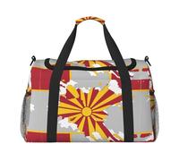 Northern Macedonia flag map02 print Travel Duffle Bag Gym Bag for Women,Puffer Tote Bag,Weekender Overnight Bag Organizer, Black, One Size