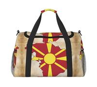 Northern Macedonia flag map03 print Travel Duffle Bag Gym Bag for Women,Puffer Tote Bag,Weekender Overnight Bag Organizer, Black, One Size