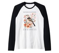 Northern Mockingbird Arkansas State Bird Art Raglan Baseball Tee