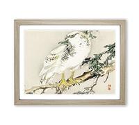Northern Mockingbird By Kono Baireir Asian Japanese Framed Print | A3 Oak Framed Wall Art | Ready to Hang | Asian Nature Picture | Living Room Bedroom Lounge Office