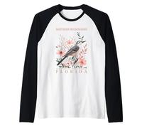 Northern Mockingbird Florida State Bird Design Raglan Baseball Tee