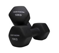 NORTHERN Neoprene Hex Dumbbell Pair for Home Gym, Anti-Roll Non-Slip Weights for Aerobic Exercise, Strength Training, Pilates, Muscle Toning, Physiotherapy & Fitness Workouts (10kg Pair)