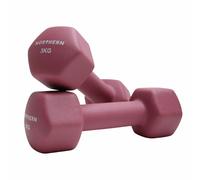 Northern Dusk Pink Neoprene Hex Dumbbells Pair, 1kg-8kg Hand Weights for Home Gym Strength Training, Non-Slip Hexagonal Dumbbells for Fitness, Aerobics, Yoga & Toning (3kg x 2)