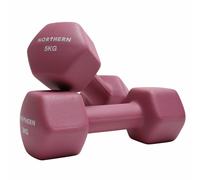 Northern Dusk Pink Neoprene Hex Dumbbells Pair, 1kg-8kg Hand Weights for Home Gym Strength Training, Non-Slip Hexagonal Dumbbells for Fitness, Aerobics, Yoga & Toning (5kg x 2)