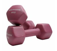 Northern Dusk Pink Neoprene Hex Dumbbells Pair, 1kg-8kg Hand Weights for Home Gym Strength Training, Non-Slip Hexagonal Dumbbells for Fitness, Aerobics, Yoga & Toning (6kg x 2)