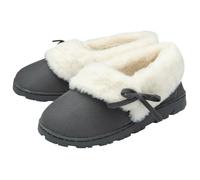 Northern Originals Dunlop Ladies Womens Slippers Mules Cosy Faux Fur Cuff Memory Foam - Grey - UK 6