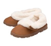 Northern Originals Dunlop Ladies Womens Slippers Mules Cosy Faux Fur Cuff Memory Foam - Tan - UK 8