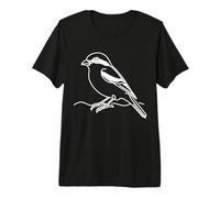 Northern Shrike Line Art Bird Drawing Design Premium T-Shirt