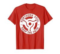 Northern Soul Badges 45 Single Manchester, Blackpool, Stoke T-Shirt, Men, Red, 3X-Large