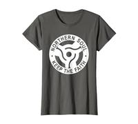 Northern Soul Badges 45 Single Manchester, Blackpool, Stoke T-Shirt, Women, Asphalt Grey, Medium